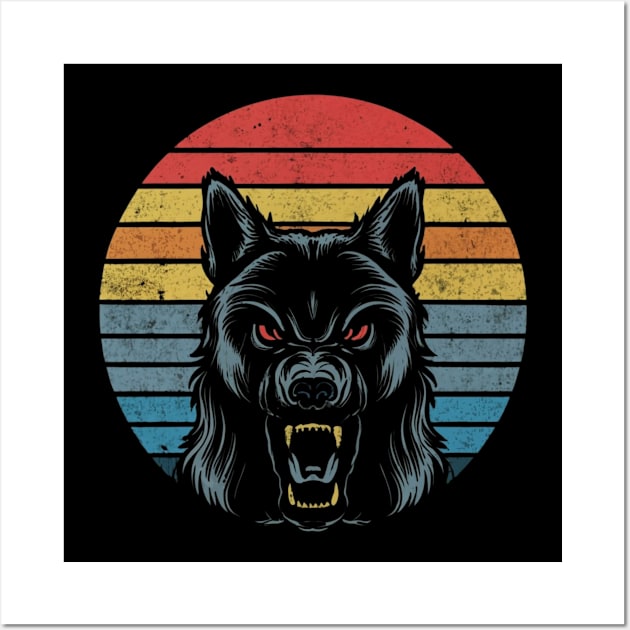 Werewolf Retro Art Design Wall Art by Abeer Ahmad